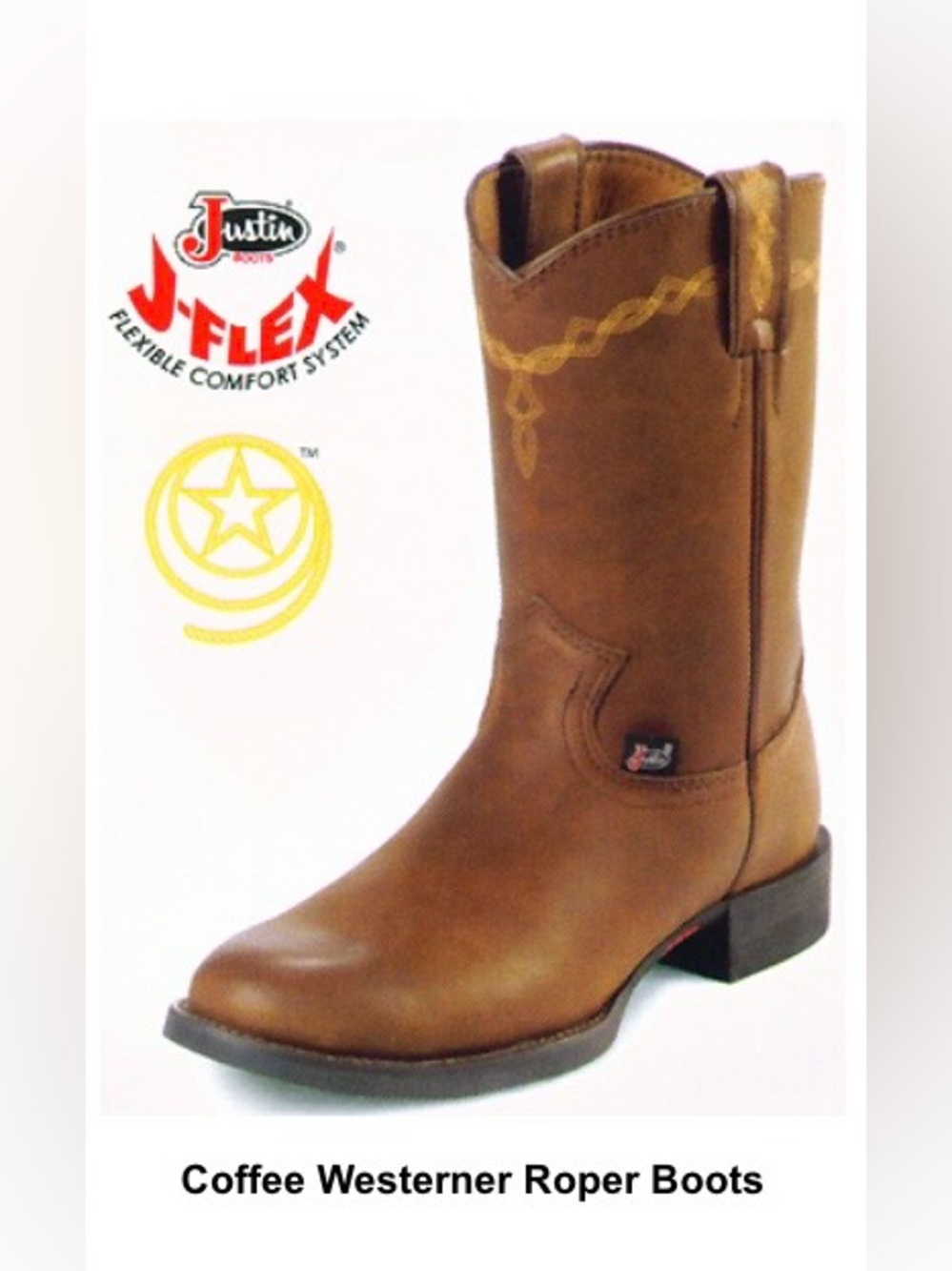 Justin George Strait Series Roper Leather Boots sz 9.5